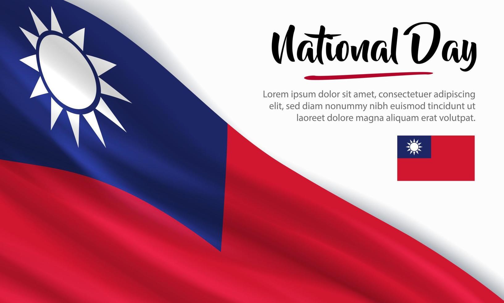 gelukkige nationale dag taiwan. banner, wenskaart, flyer ontwerp. poster sjabloonontwerp vector