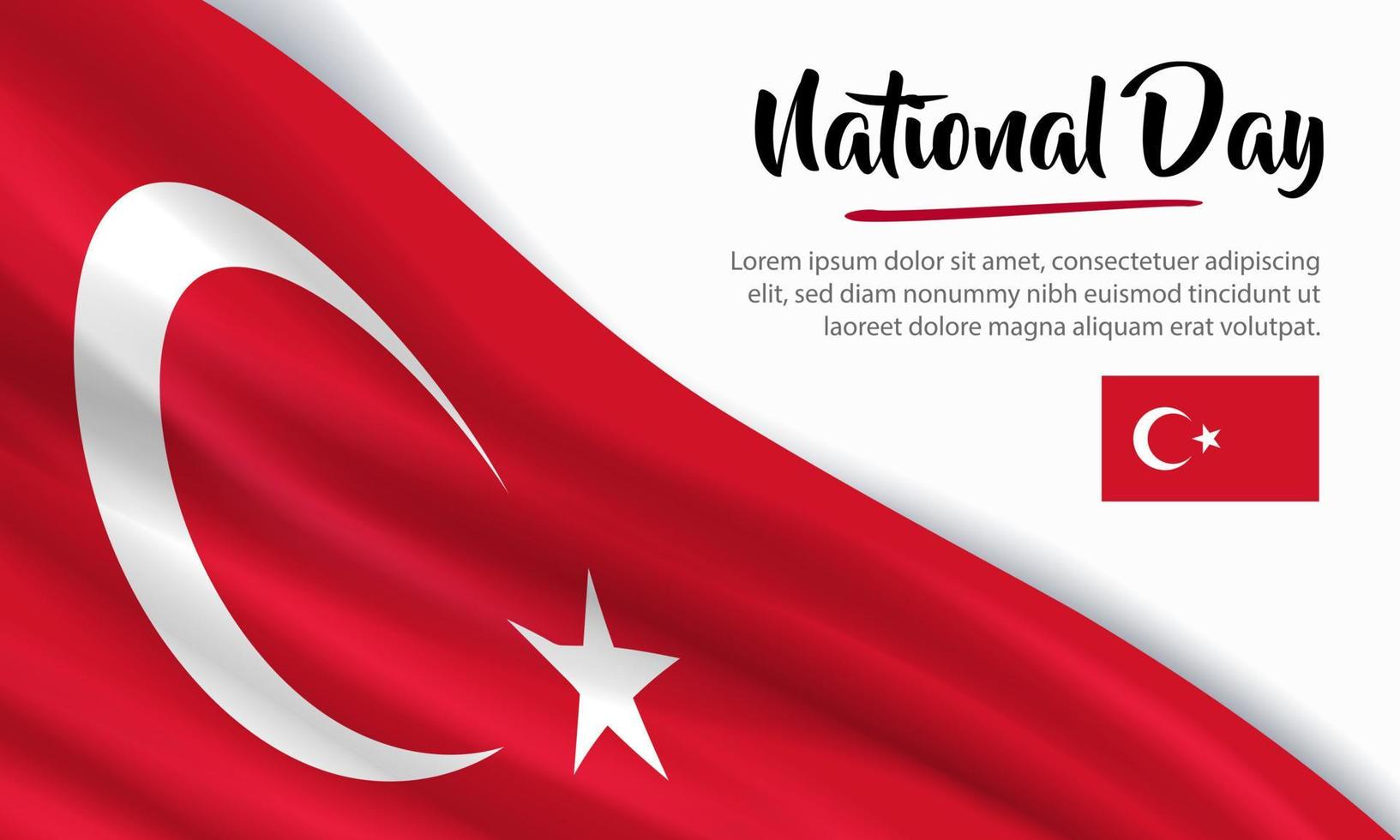 gelukkige nationale feestdag turkije. banner, wenskaart, flyer ontwerp. poster sjabloonontwerp vector