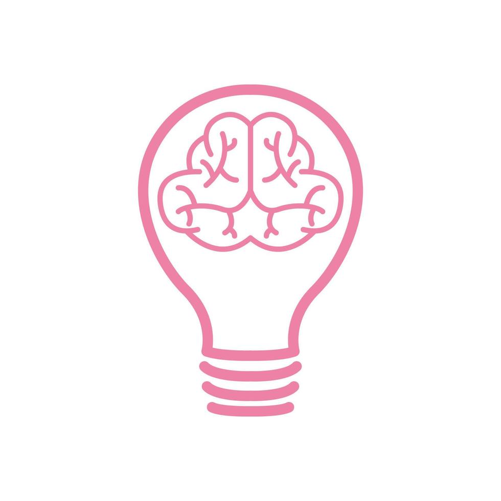 lamp lamp idee met hersenen lijn logo symbool pictogram vector grafisch ontwerp
