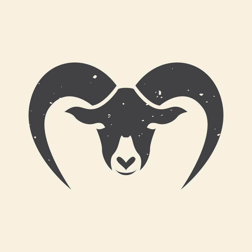 vintage hoofd mount geiten logo symbool pictogram vector grafisch ontwerp illustratie idee creatief