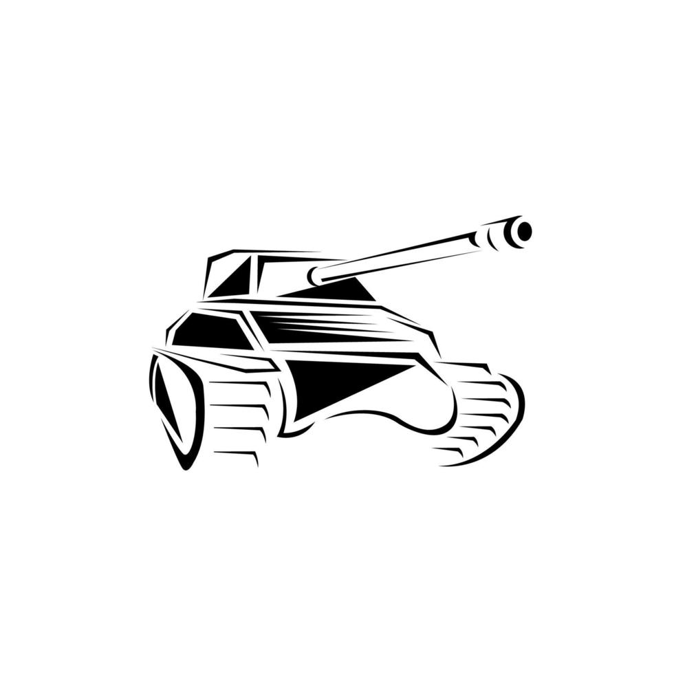 militaire tank slag pictogram silhouet logo ontwerp vector