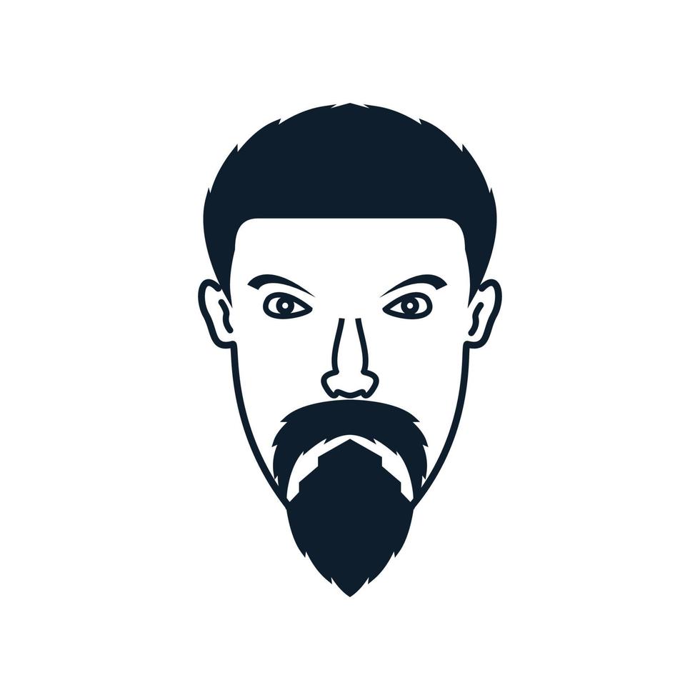 man hoofd lijn met snor en baard logo vector pictogram ontwerp illustratie