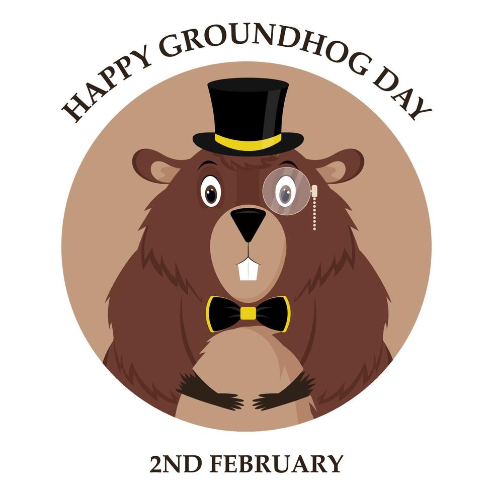 fijne groundhog-dag. ontwerp van een grappig en schattig groundhog-personage voor het ontwerpen van banners, websites, stoffenprints, stickers, pictogrammen. vector cartoon stijl.