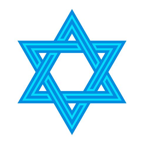Joodse Davidster Zes puntige ster in het zwart met vector pictogram in elkaar grijpende stijl