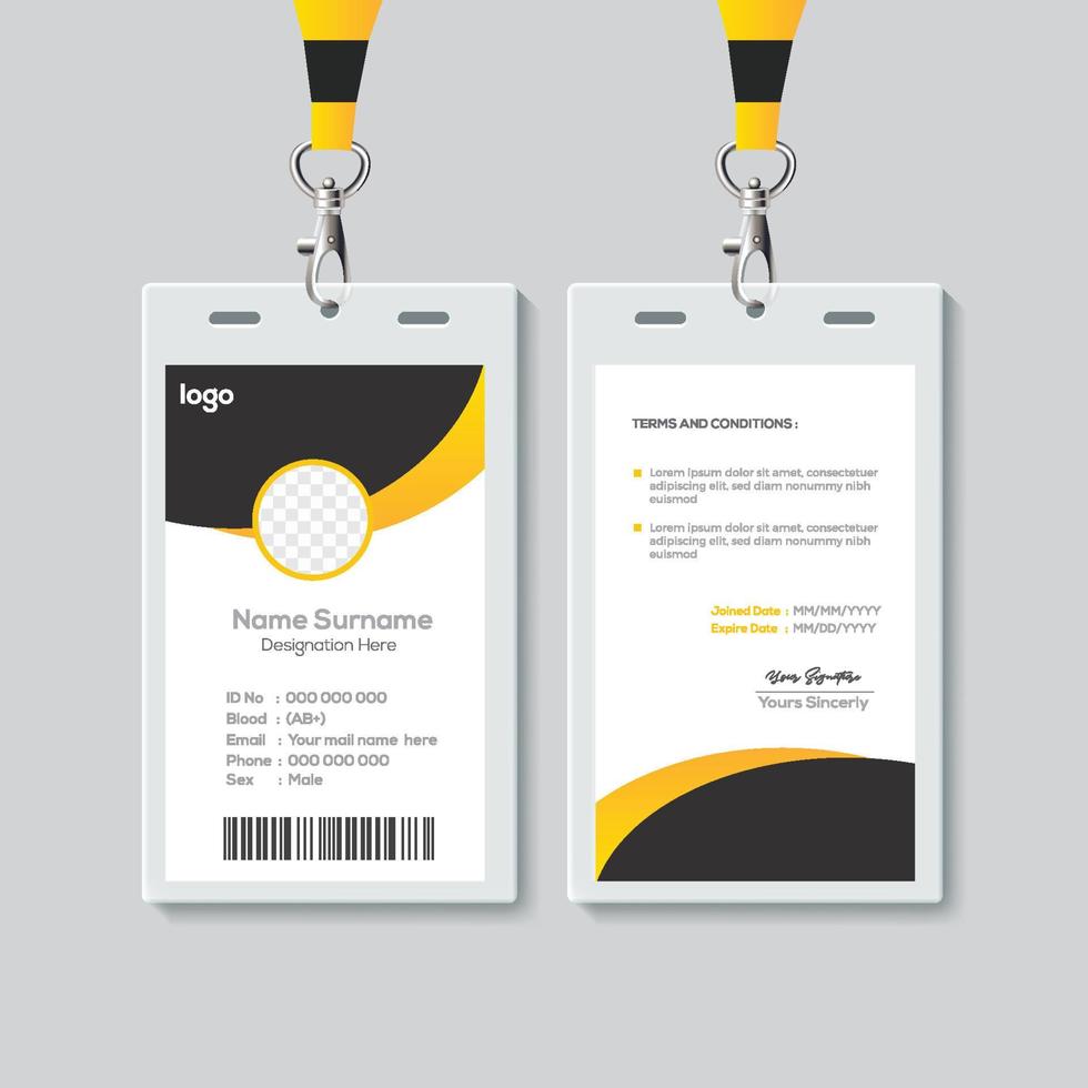 eenvoudige identiteitskaart ontwerpsjabloon. professionele identiteitskaart sjabloon vector voor werknemer.