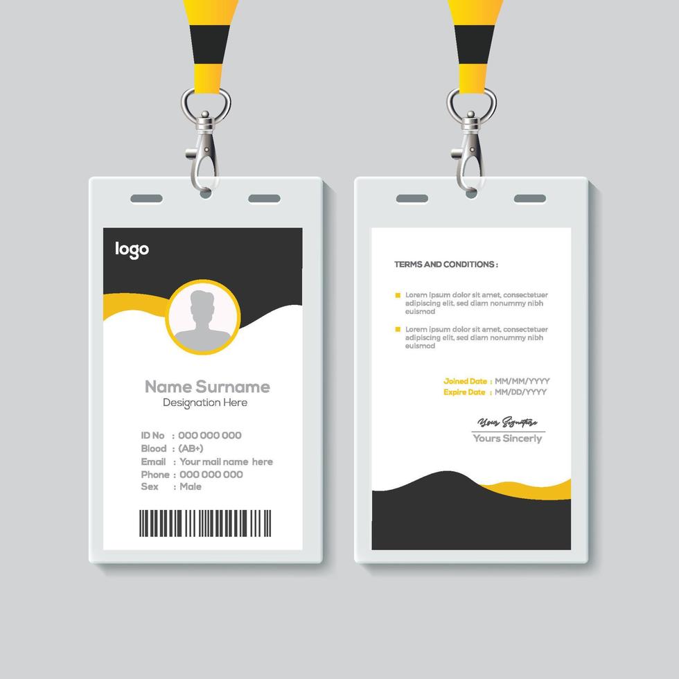 eenvoudige identiteitskaart ontwerpsjabloon. professionele identiteitskaart sjabloon vector voor werknemer.