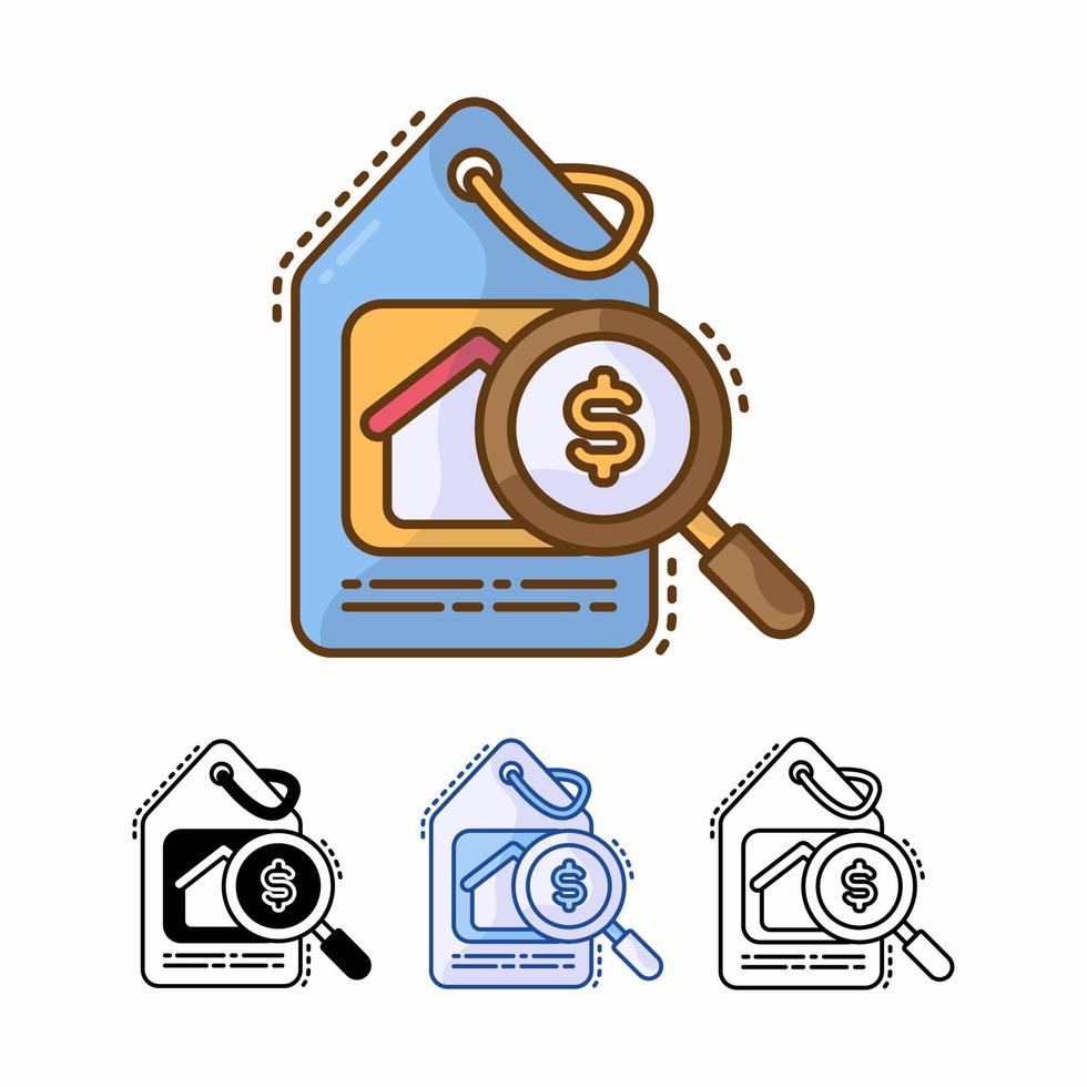 zoek huis vector pictogram geïsoleerd op een witte achtergrond. onroerend goed onroerend goed, huis kopen. gevulde lijn, omtrek, effen, blauw, icoon. tekens en symbolen kunnen worden gebruikt voor web, logo, mobiele app, ui, ux