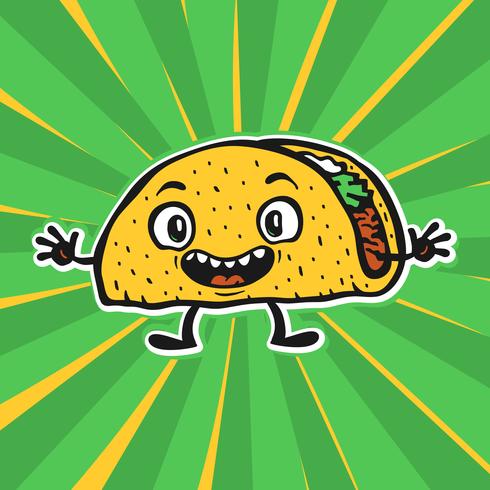 Leuke grappige Cartoon Taco vectorillustratie vector