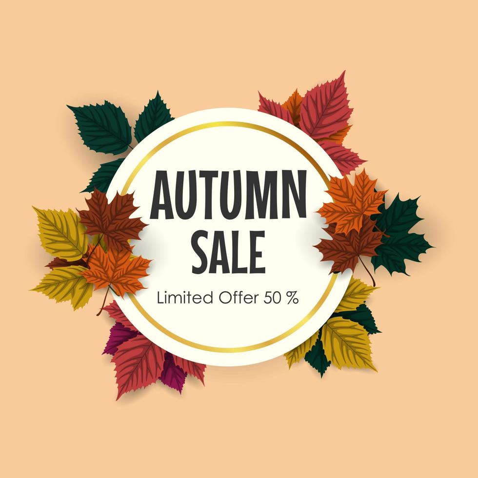 herfst verkoop achtergrond met kleurrijke bladeren vector