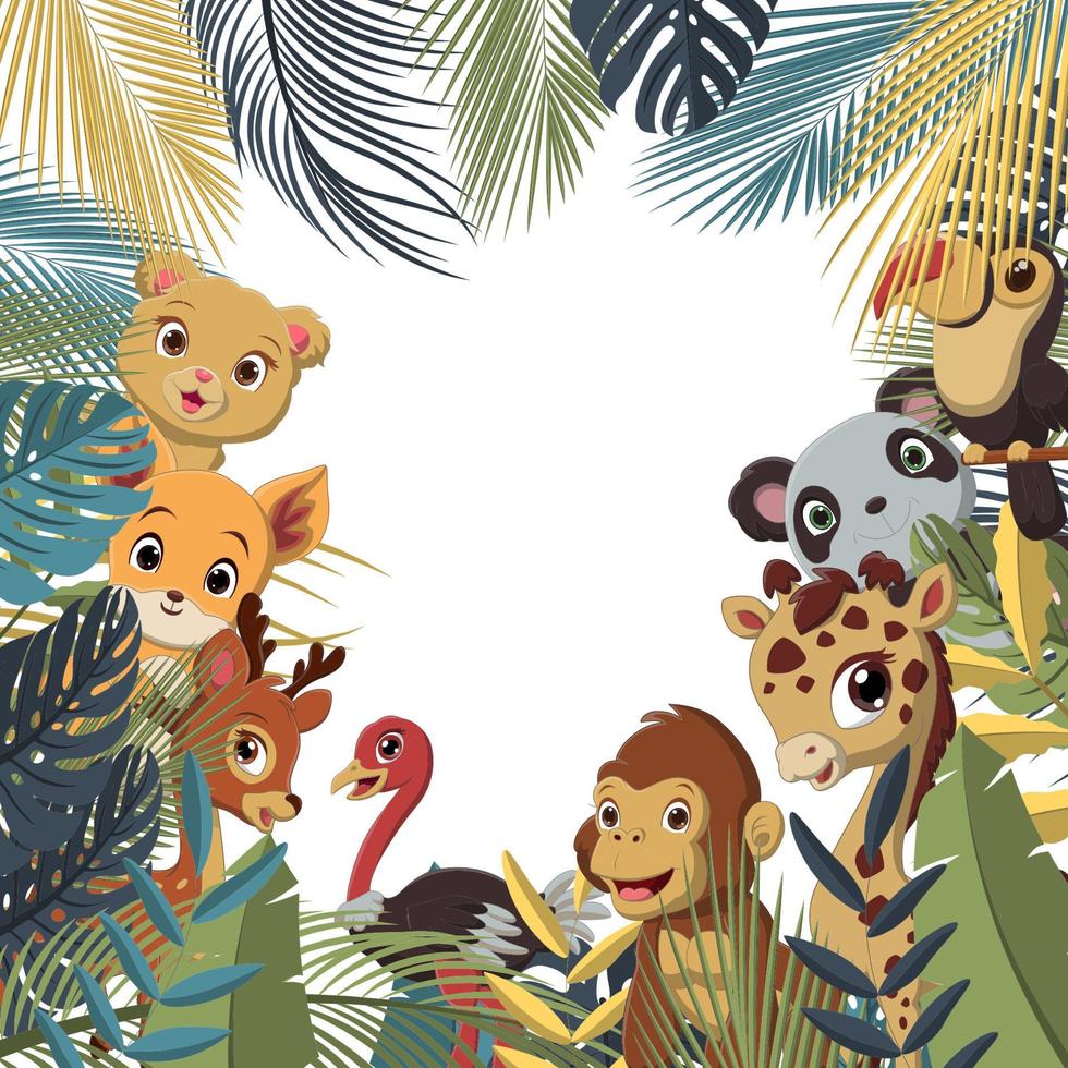 tekenfilm wild dier in de jungle vector