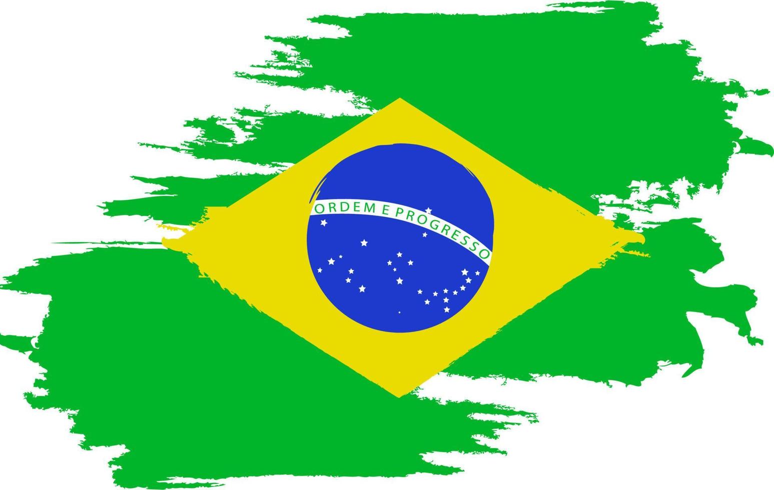 braziliaanse vlag. borstel geschilderde vlag van Brazilië. vector
