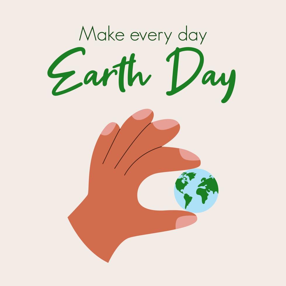 Earth Day concept met hand met planeet vector