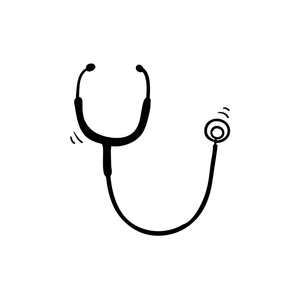 hand getrokken stethoscoop pictogram illustratie met doodle stijl cartoon vector