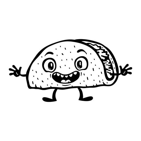 Leuke grappige Cartoon Taco vectorillustratie vector