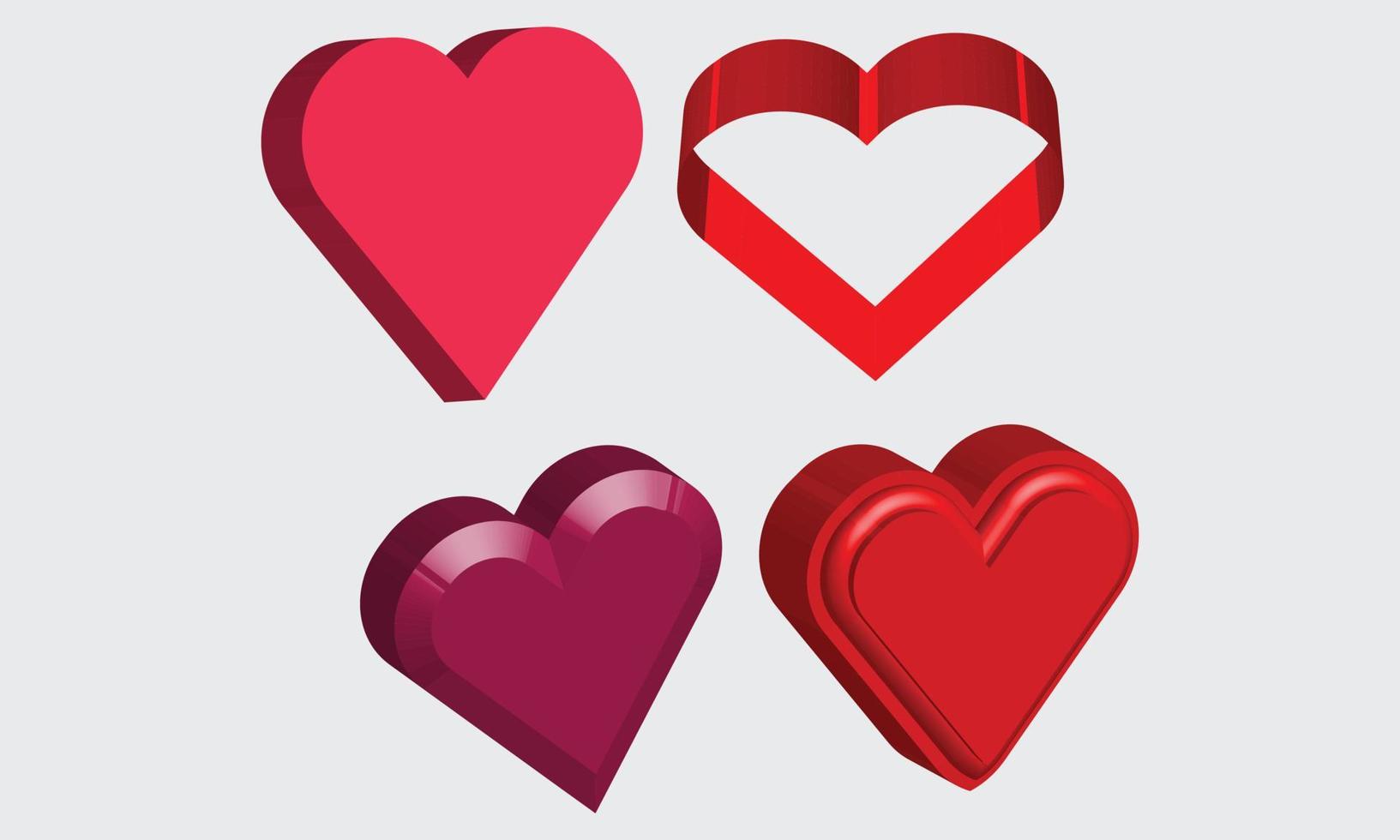 valentijn hart 3d liefde symbool vormen illustratie van vector design