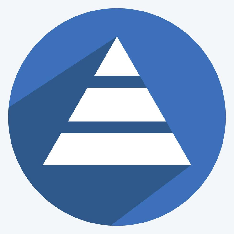 piramidegrafiekpictogram in trendy lange schaduwstijl geïsoleerd op zachte blauwe achtergrond vector