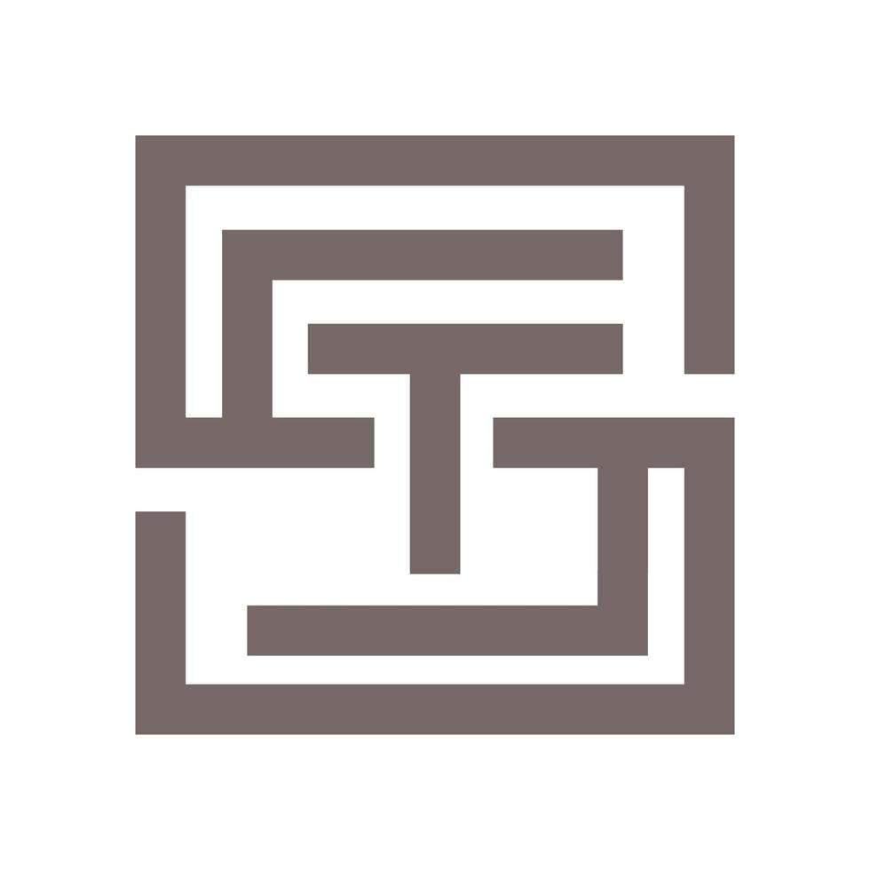 letter ts of st vierkante lijn logo symbool pictogram vector grafisch ontwerp illustratie idee creatief