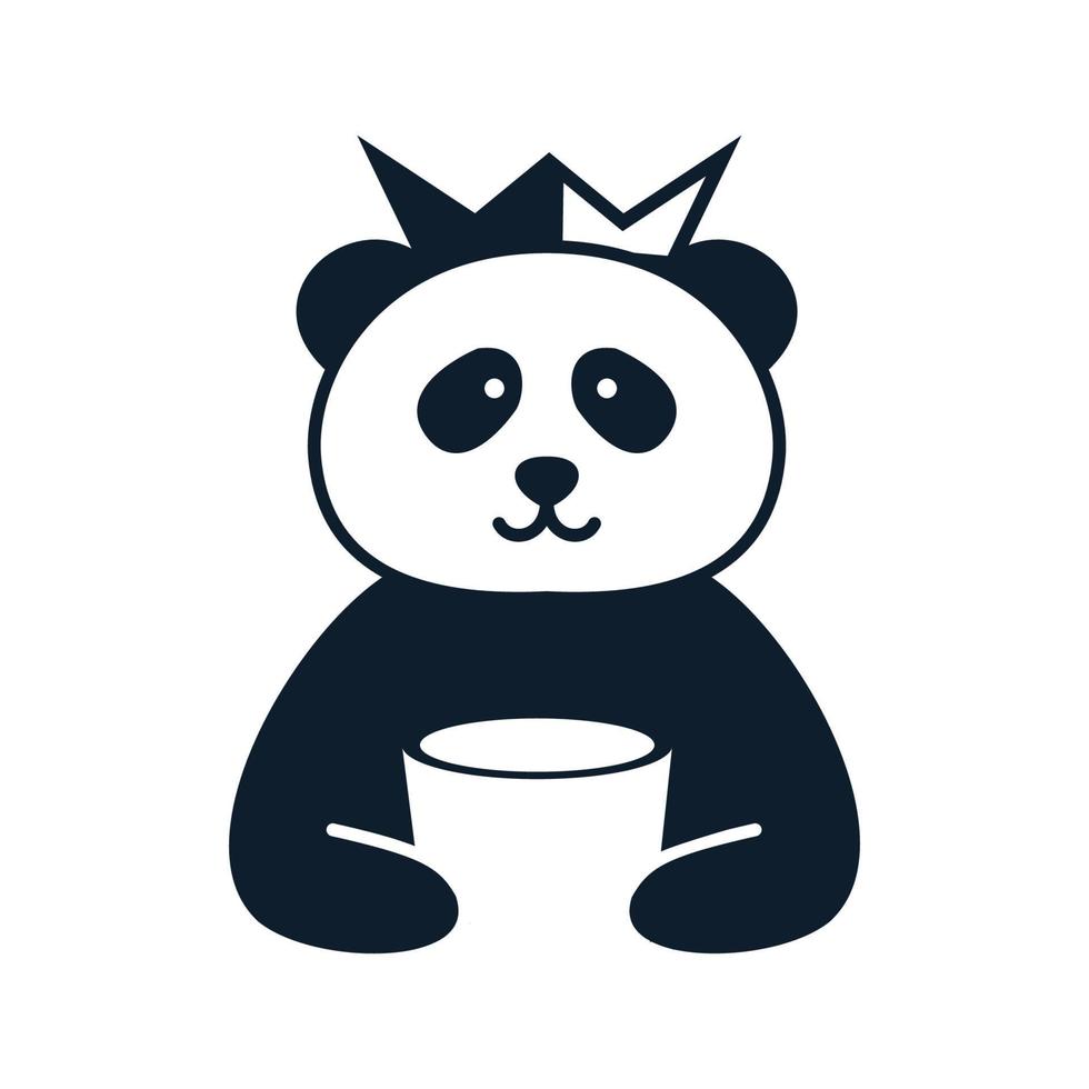 panda met glas schattige cartoon logo pictogram vectorillustratie vector