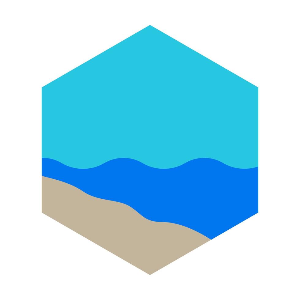 abstracte zeshoek met zee en zand logo symbool pictogram vector grafisch ontwerp illustratie