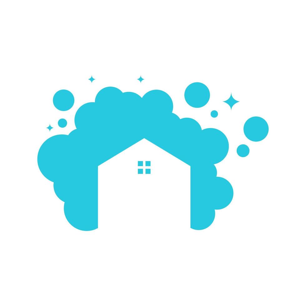 negatieve ruimte huis met waswater logo symbool pictogram vector grafisch ontwerp illustratie idee creatief
