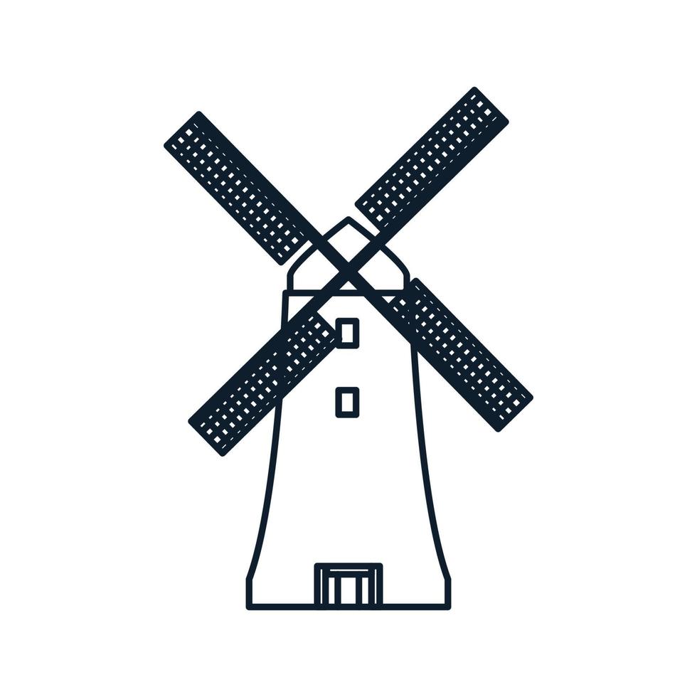 minimalistische windmolen lijn overzicht logo vector pictogram ontwerp