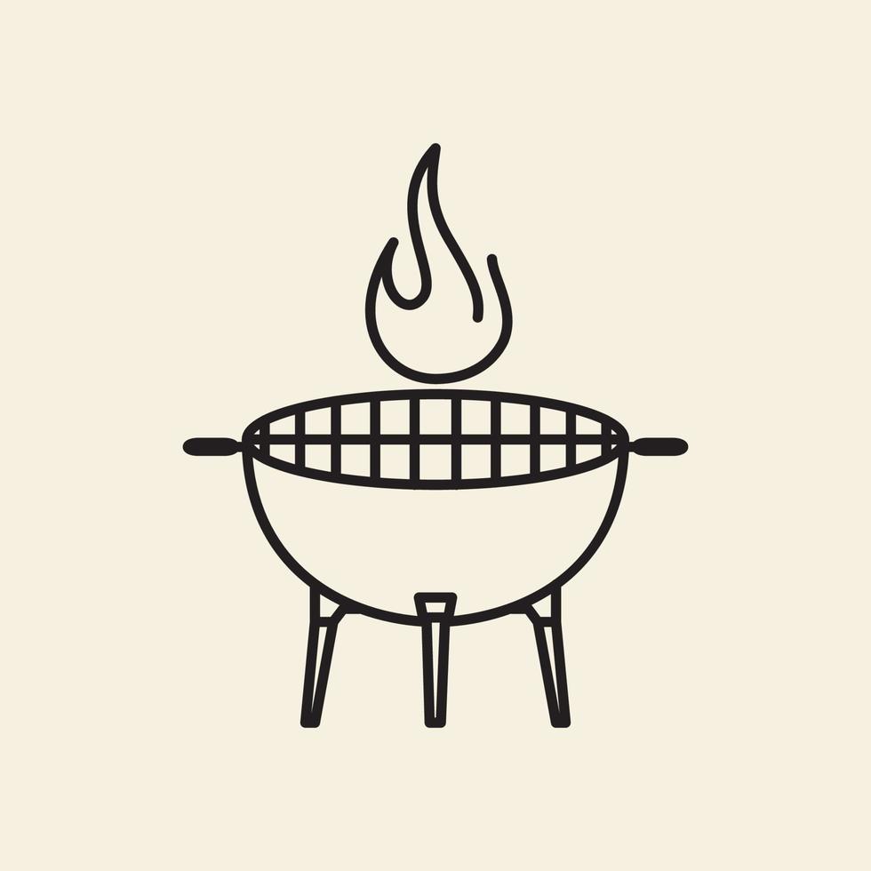 grill lijn eenvoudig vintage logo ontwerp vector pictogram symbool illustratie