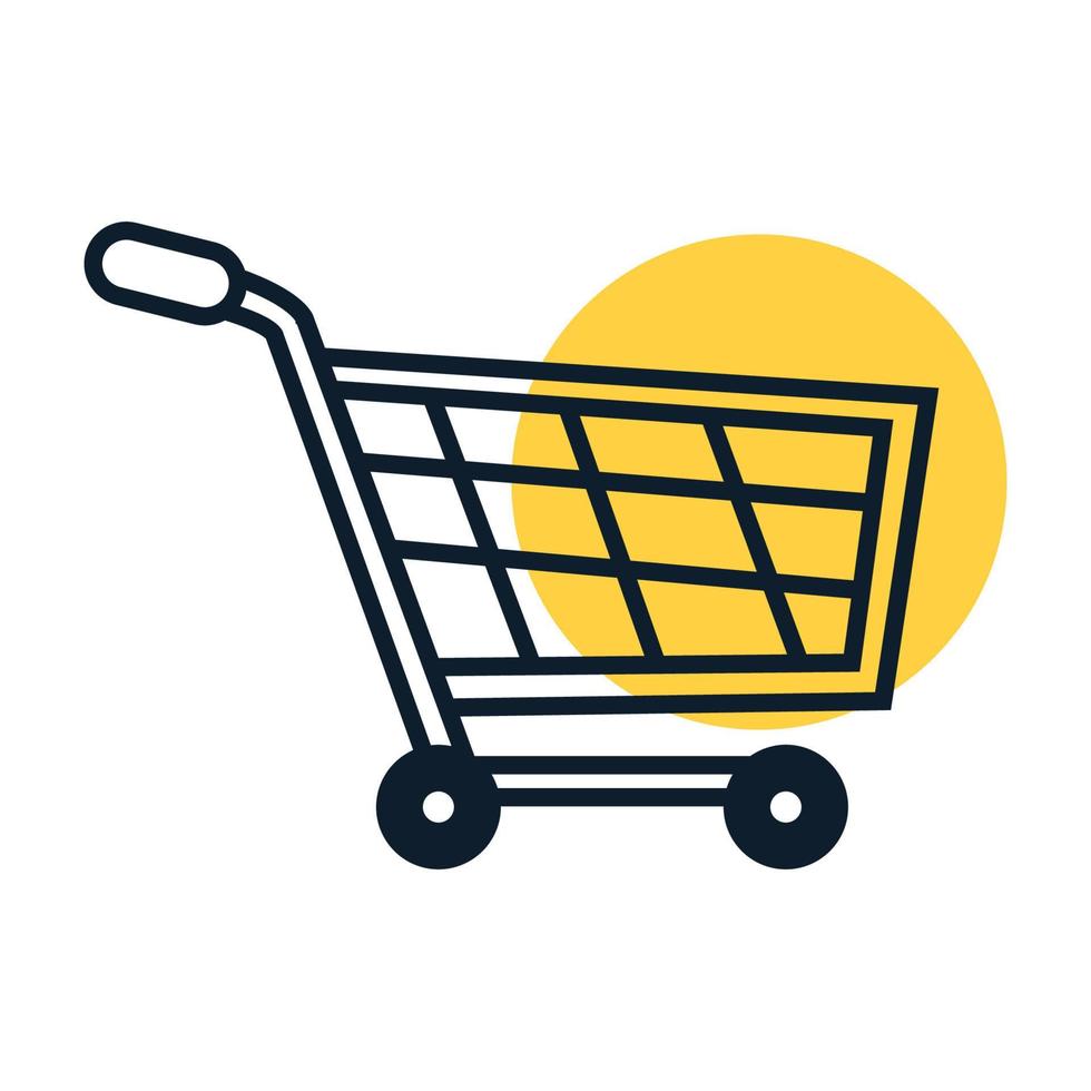 winkelwagen lijn overzicht minimalistische logo vector pictogram illustratie