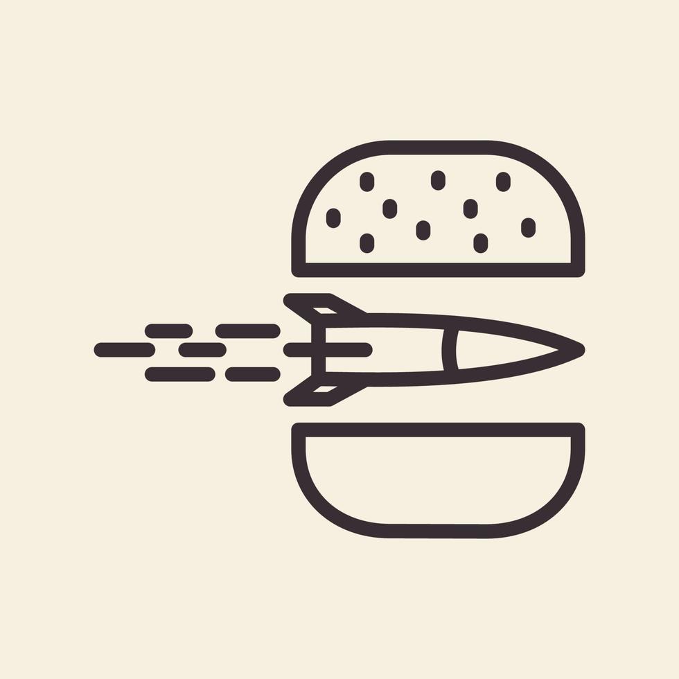 lijnen hamburger met raket logo ontwerp vector pictogram symbool illustratie
