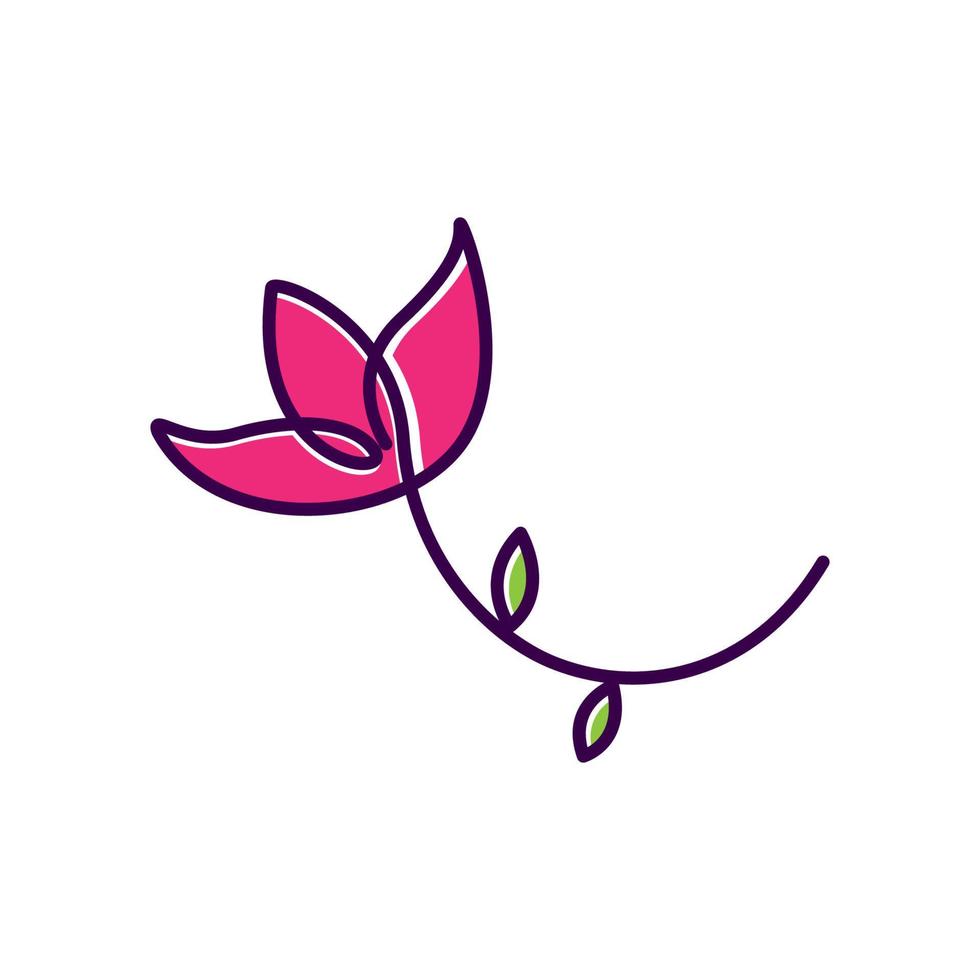 girly bloem lijnen kunst roze logo ontwerp vector pictogram symbool illustratie