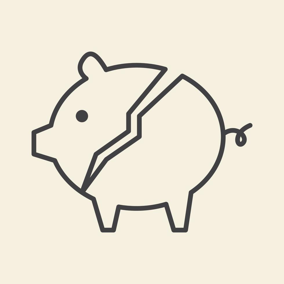 geld storting varken schattig lijnen logo vector pictogram symbool grafisch ontwerp illustratie