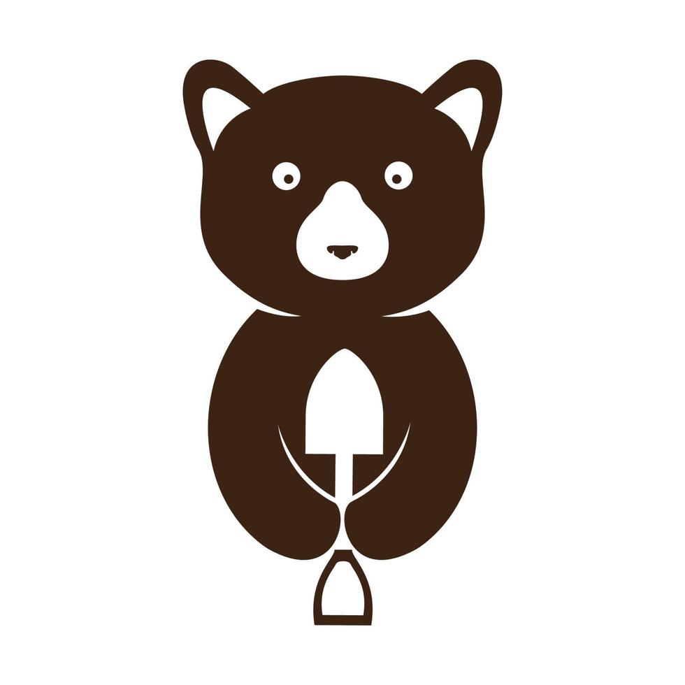 schattige dieren honing beer met tuin logo symbool pictogram vector grafische ontwerp illustratie