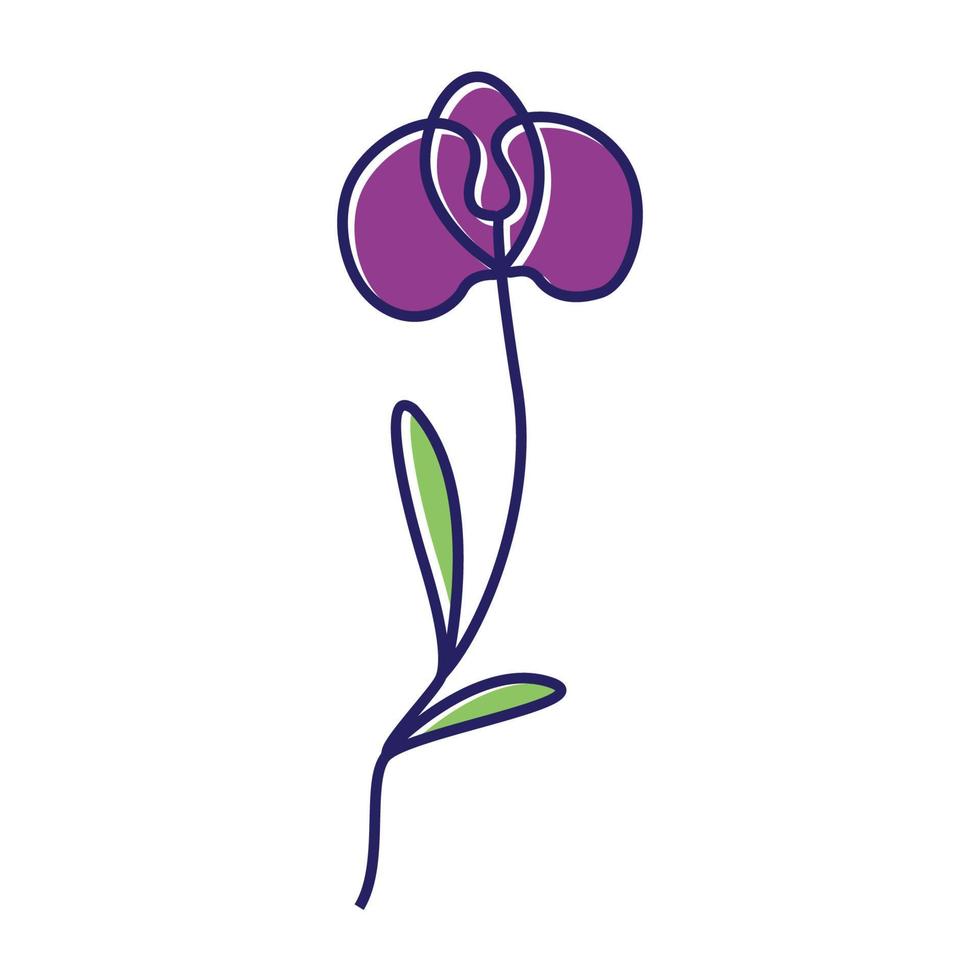 vrouwelijke bloem paarse orchidee logo symbool pictogram vector grafisch ontwerp illustratie