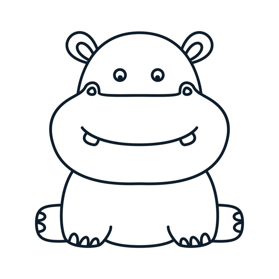 nijlpaard of baby nijlpaard lijn zitten schattige logo vectorillustratie vector