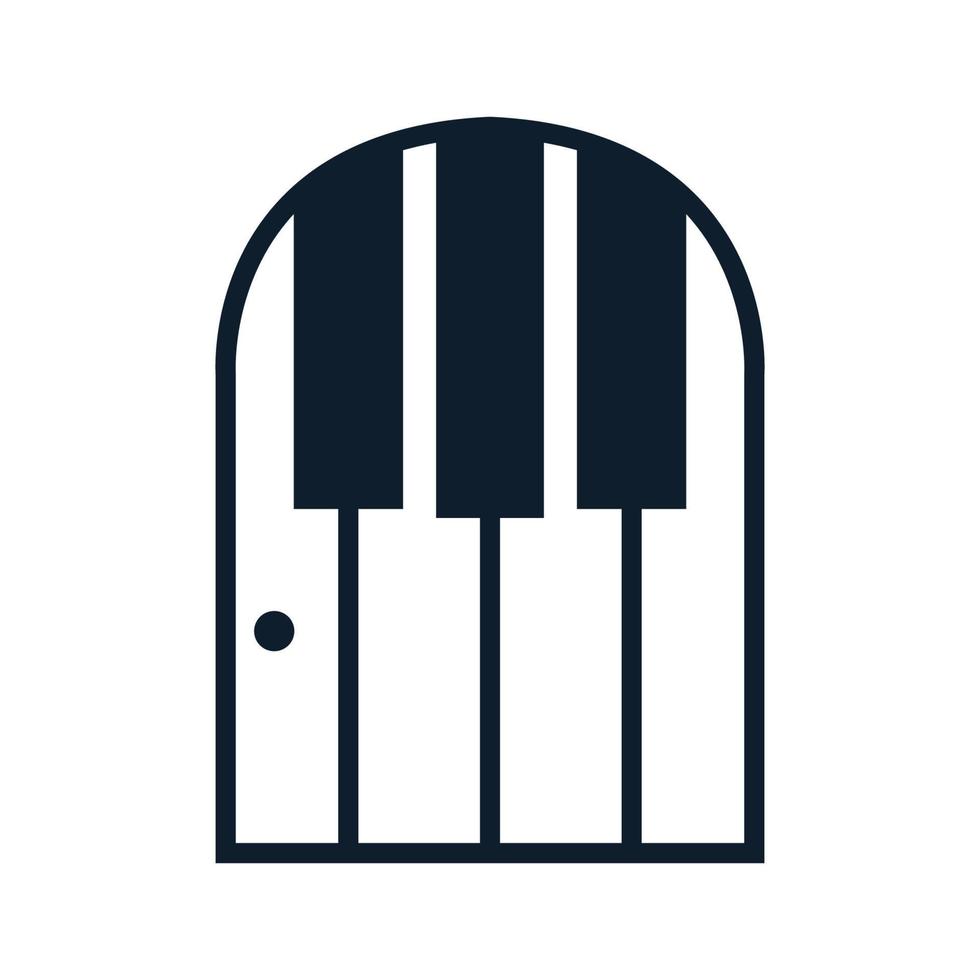 piano met deur muziek logo vector pictogram illustratie ontwerp