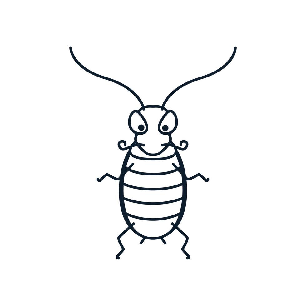 dier insect kakkerlak eenvoudige lijnen schattig cartoon logo vector pictogram illustratie ontwerp