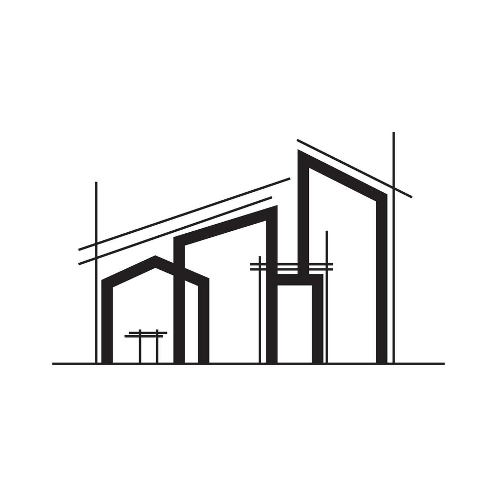 lijn gebouw bouw architect landgoed logo symbool pictogram vector grafisch ontwerp illustratie idee creatief