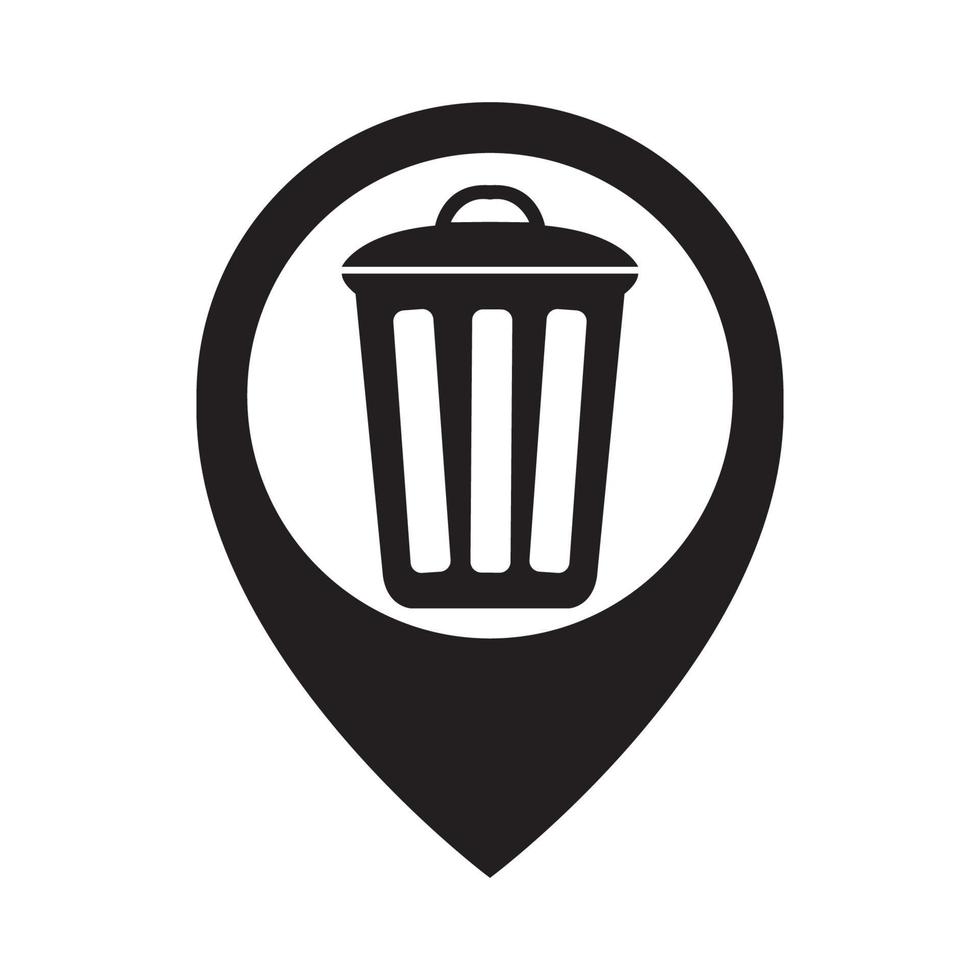 vuilnisbak dump met pin kaart locatie logo symbool pictogram vector grafisch ontwerp illustratie idee creatief