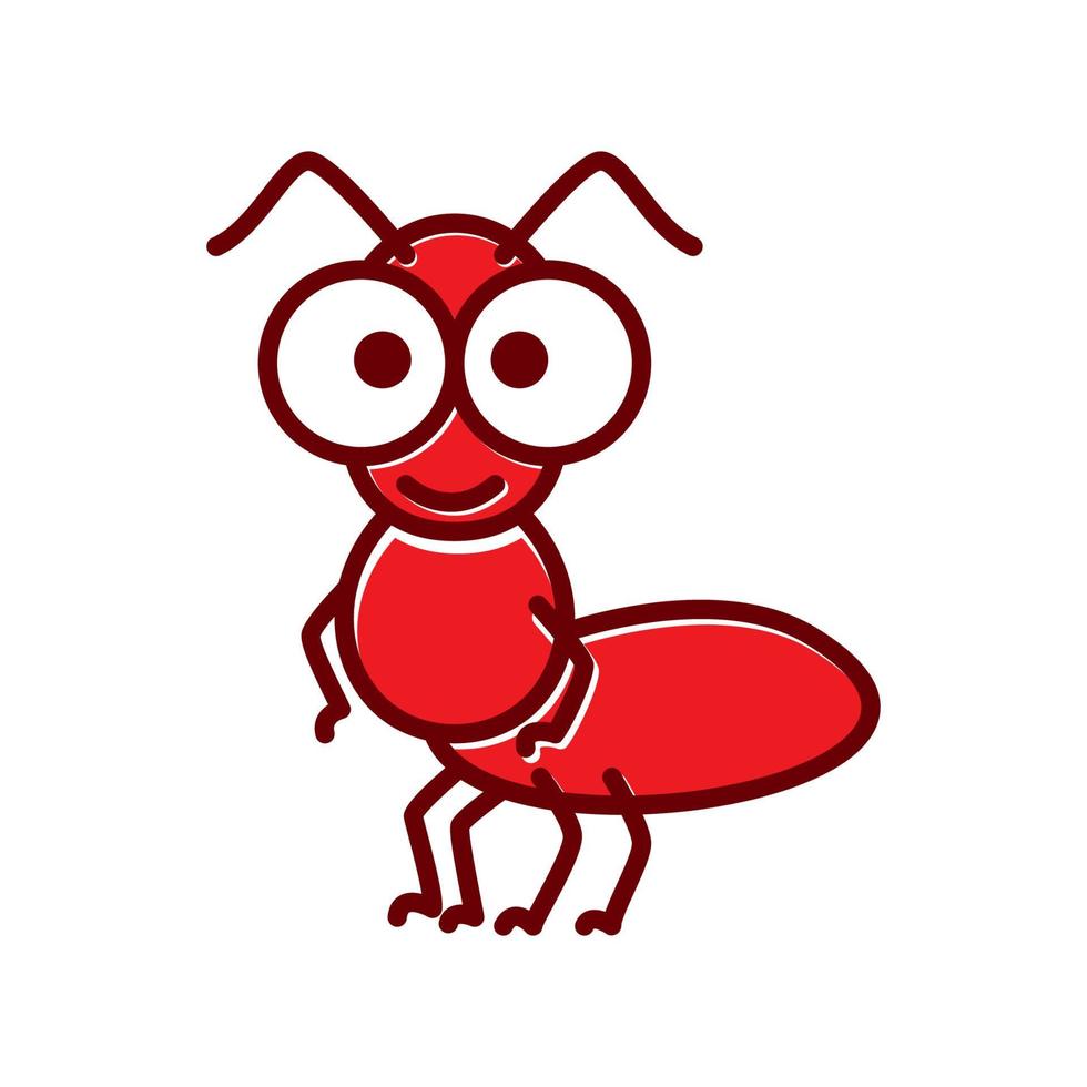 dier insect mier rood cartoon schattig logo ontwerp vector pictogram symbool illustratie