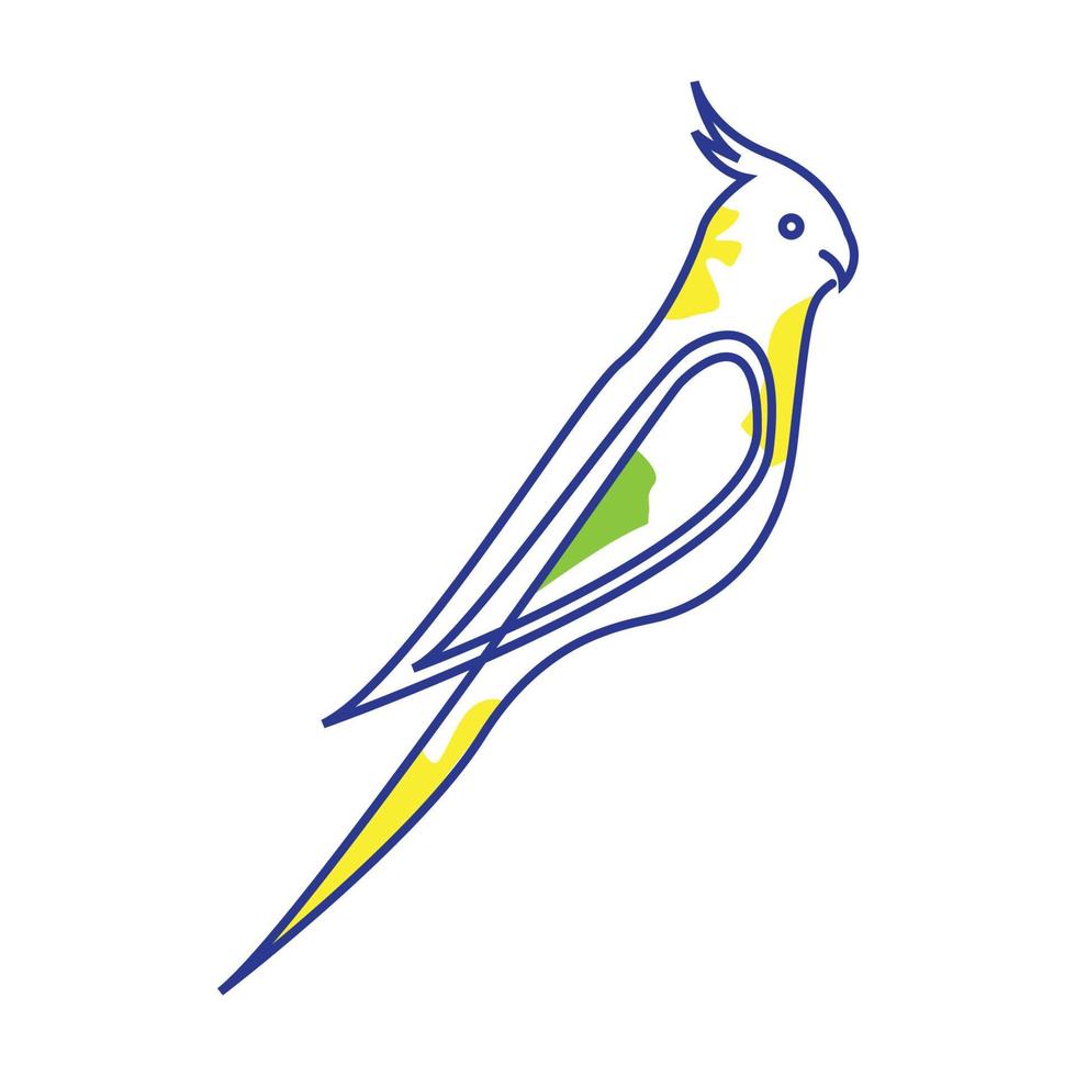 vogel lijnen kunst kleurrijke parkiet logo symbool vector ontwerp illustratie