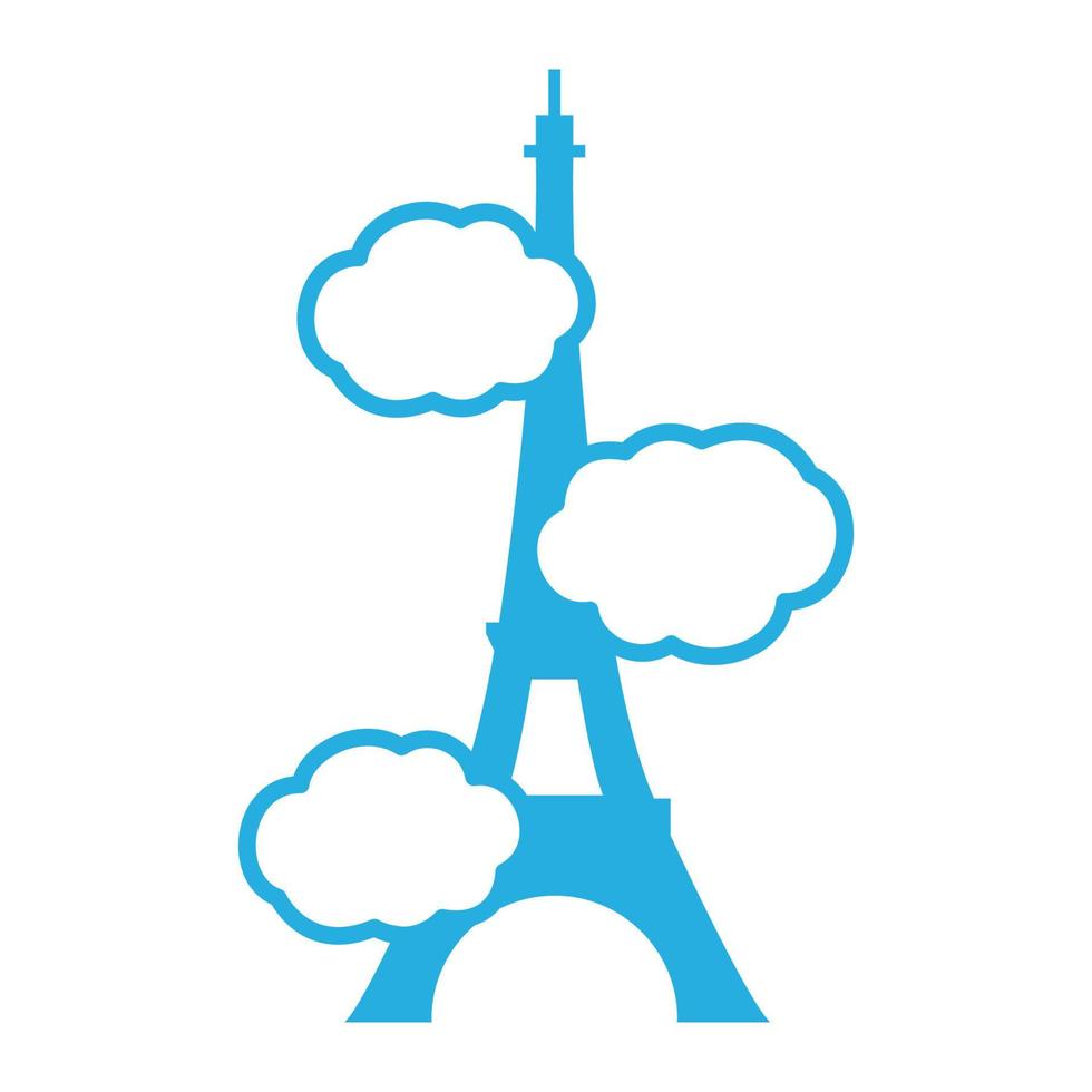 kleurrijke wolk met eiffeltoren logo vector symbool pictogram ontwerp grafische afbeelding