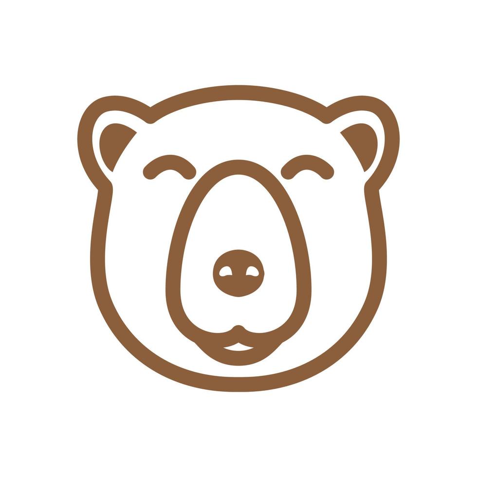 gezicht gelukkig glimlach cartoon beer lijn logo symbool pictogram vector grafisch ontwerp illustratie idee creatief