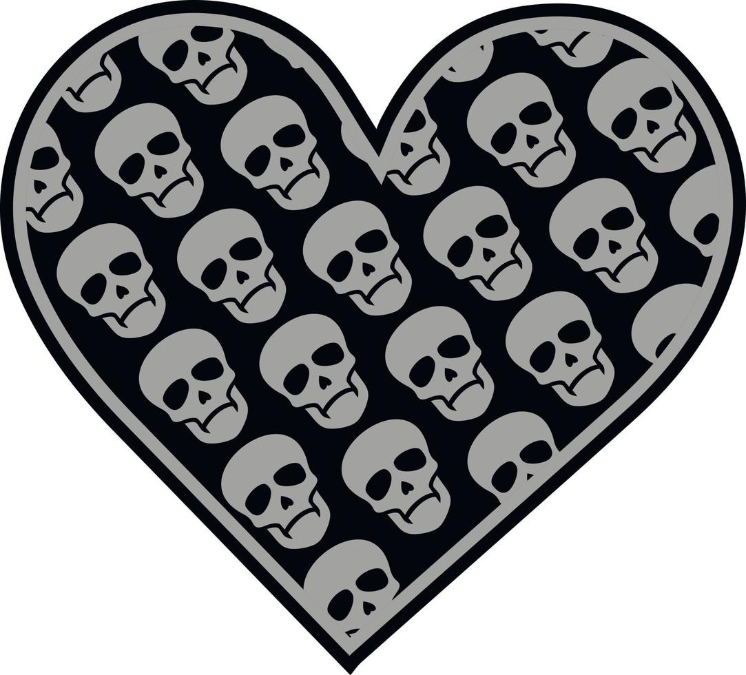 valentijn schedel met hart, grunge vintage design t-shirts vector