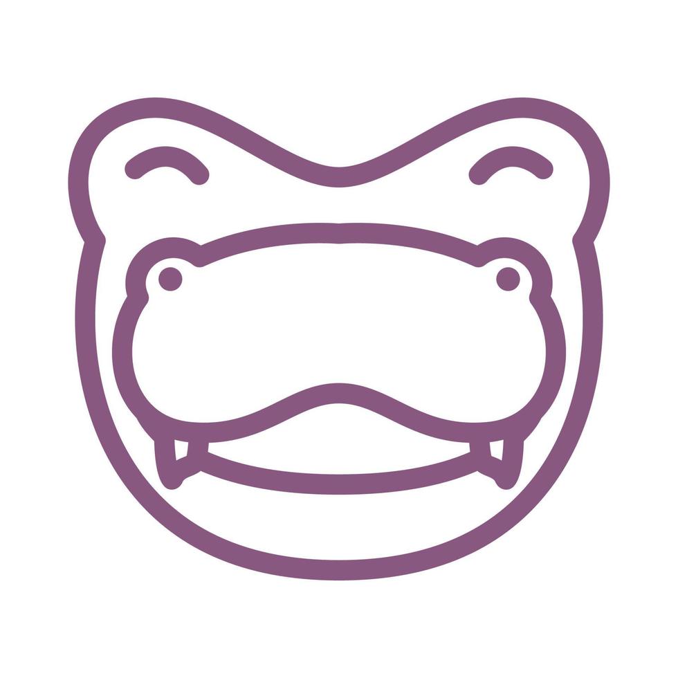 lijn gezicht schattig nijlpaard glimlach logo ontwerp vector grafisch symbool pictogram teken illustratie creatief idee