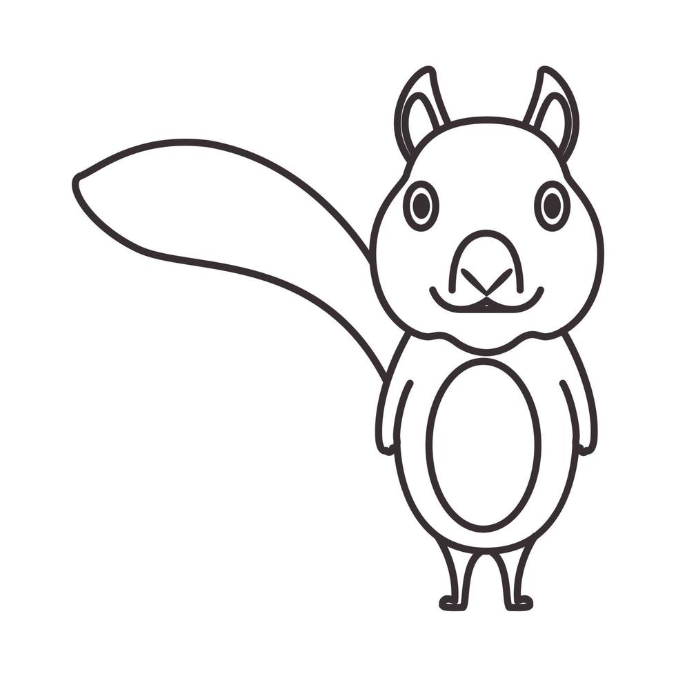 schattige eekhoorn cartoon glimlach lijnen logo symbool vector pictogram illustratie grafisch ontwerp