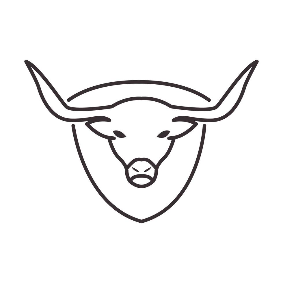 lijnen schild met buffel logo symbool pictogram vector grafisch ontwerp illustratie