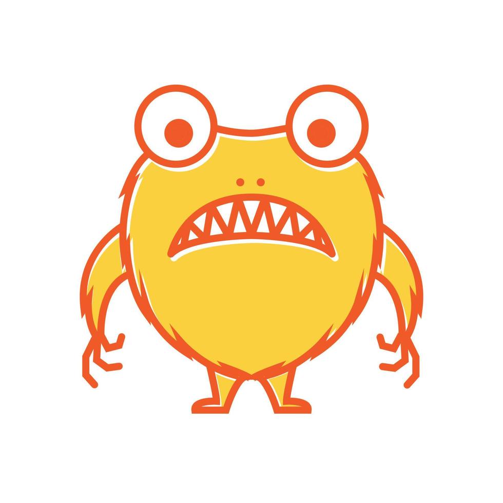 schattig cartoon monster gelukkig geel oranje kleur modern logo vector pictogram illustratie ontwerp