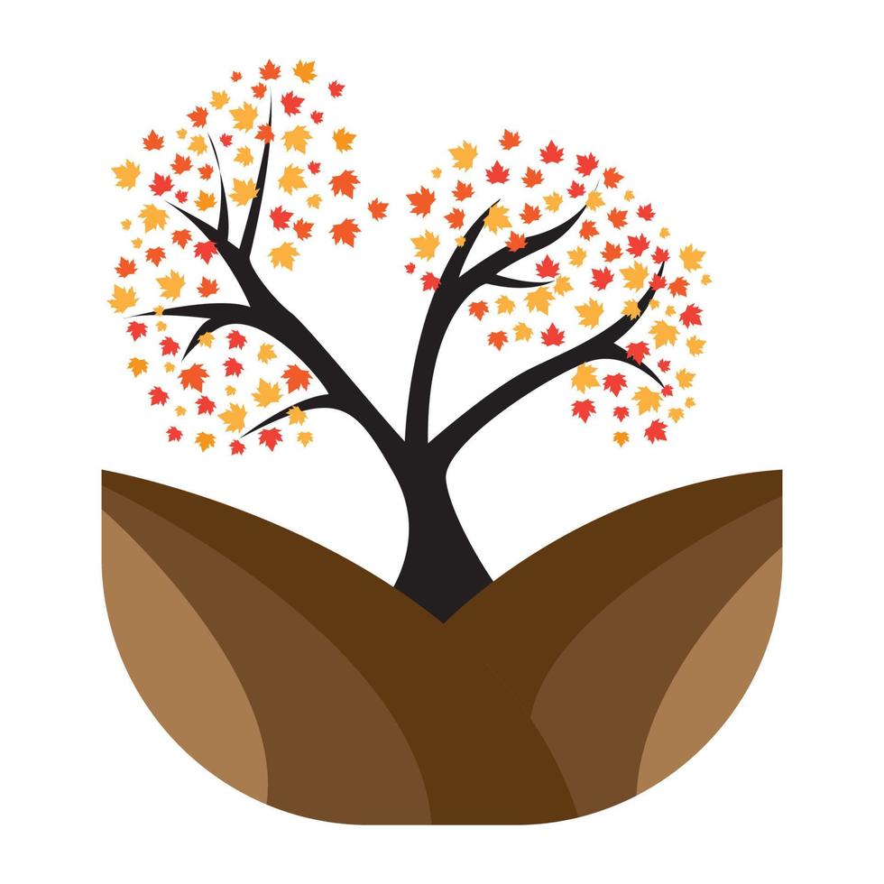 abstracte kleurrijke herfst boom met land logo symbool vector pictogram illustratie grafisch ontwerp