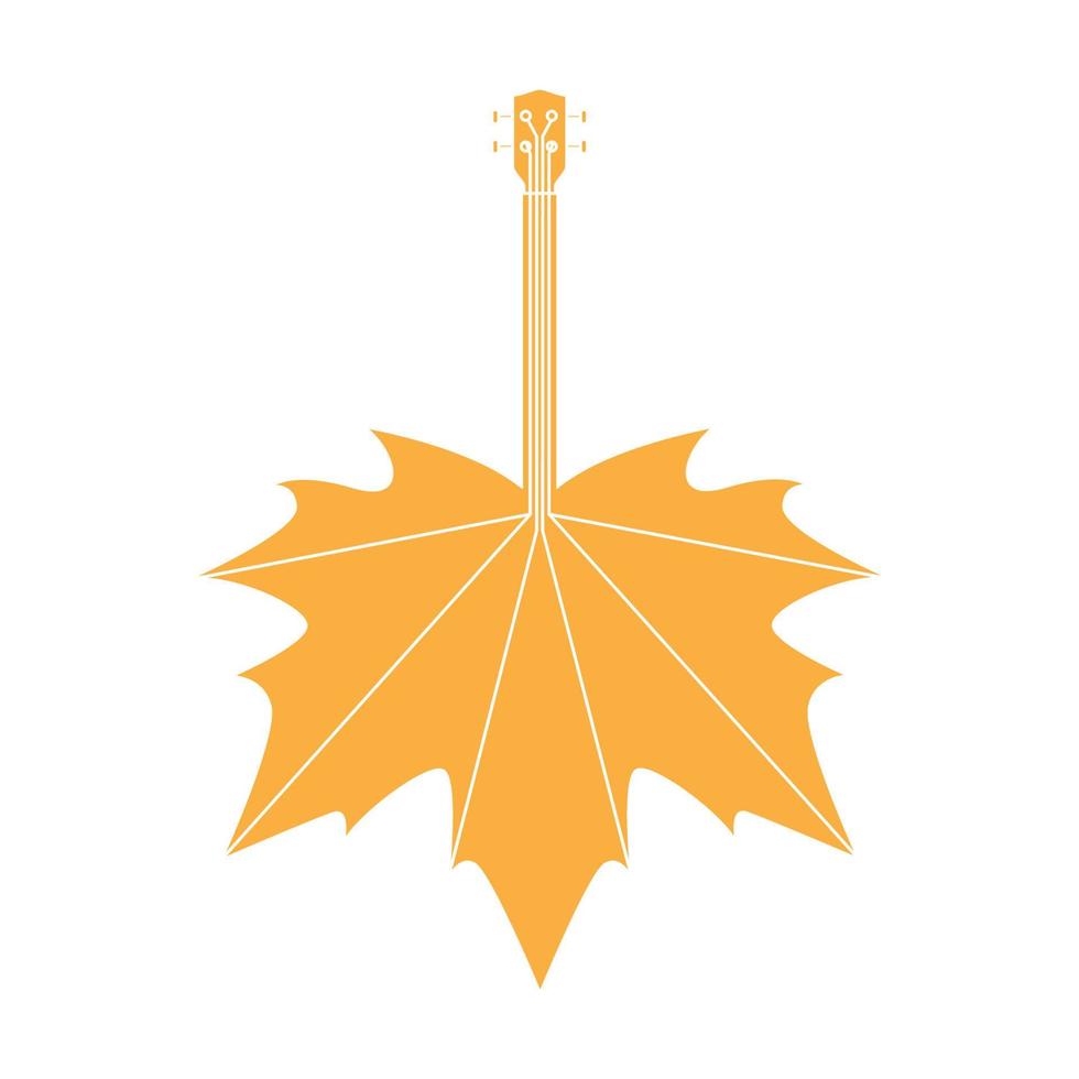 blad esdoorn met gitaar logo vector symbool pictogram ontwerp grafische afbeelding