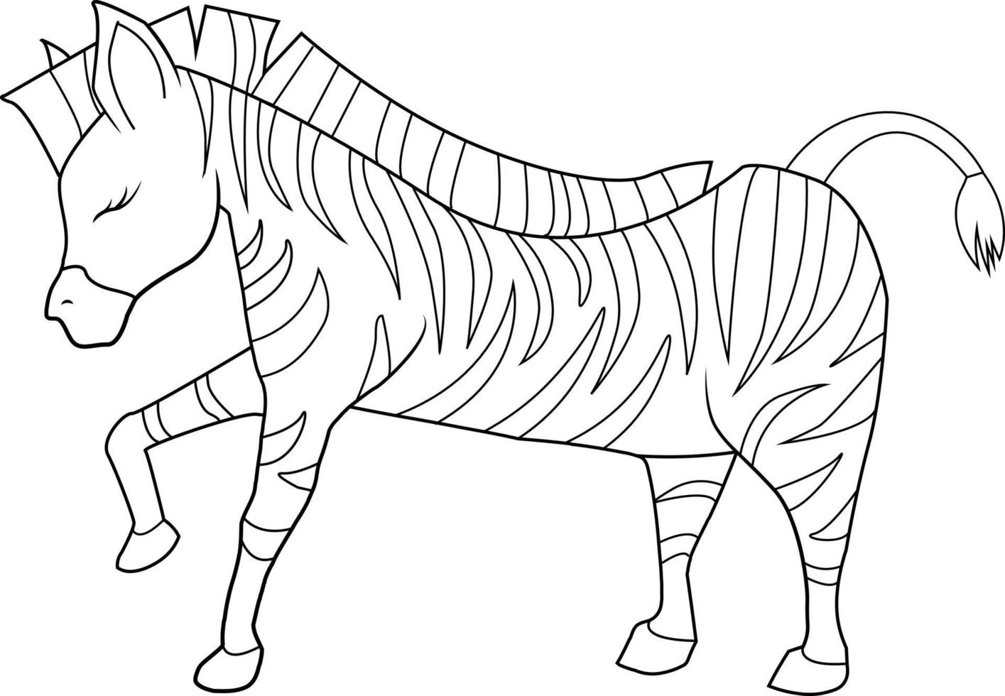 schattige handgetekende zebra dieren omtrek vector