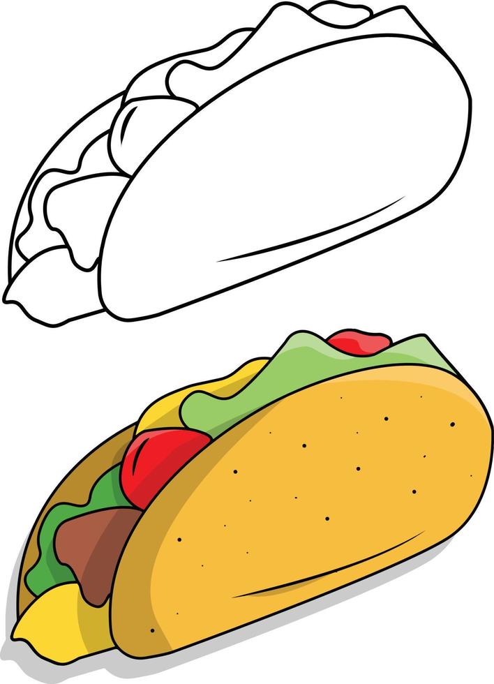 platte handgetekende taco's pictogrammen vector